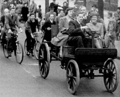 The first true automobile being driven in Vienna in 1950 on the 75th 